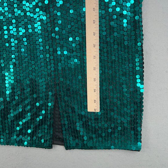 Oleg Cassini Dress Womens 6 Emerald Teal Jewel Sequin Sparkle Evening Party Glam - Picture 10 of 15